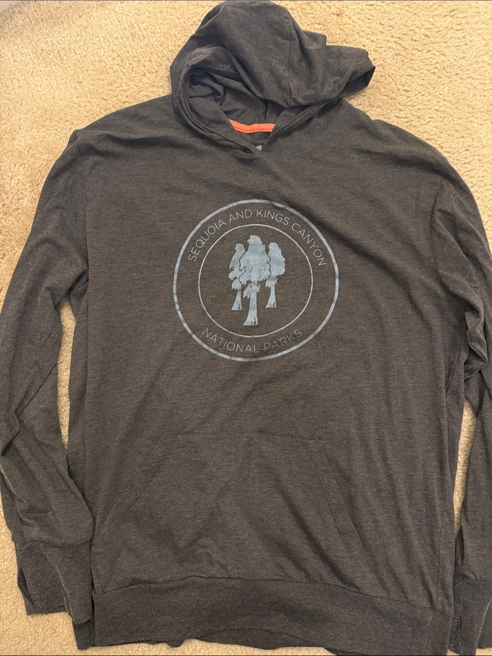 Charcoal Hooded Lightweight Jacket - Sequoia and Kings Canyon w/ thumb holes
